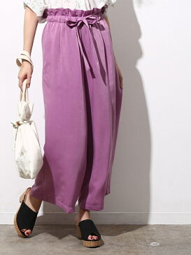 【SALE/70%OFF】ROPE' PICNIC サテンピーチワイドパンツ ロペピクニック パンツ/ジーンズ ワイド/バギーパンツ パープル ホワイト グリーン ベージュ