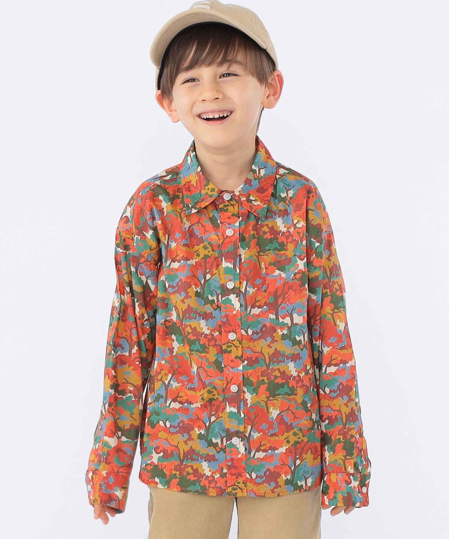 SHIPS KIDS SHIPS KIDS:100~130cm / コンフォータブル 長袖 シャツ シップス トップス シャツ・ブラウス オレンジ グレー