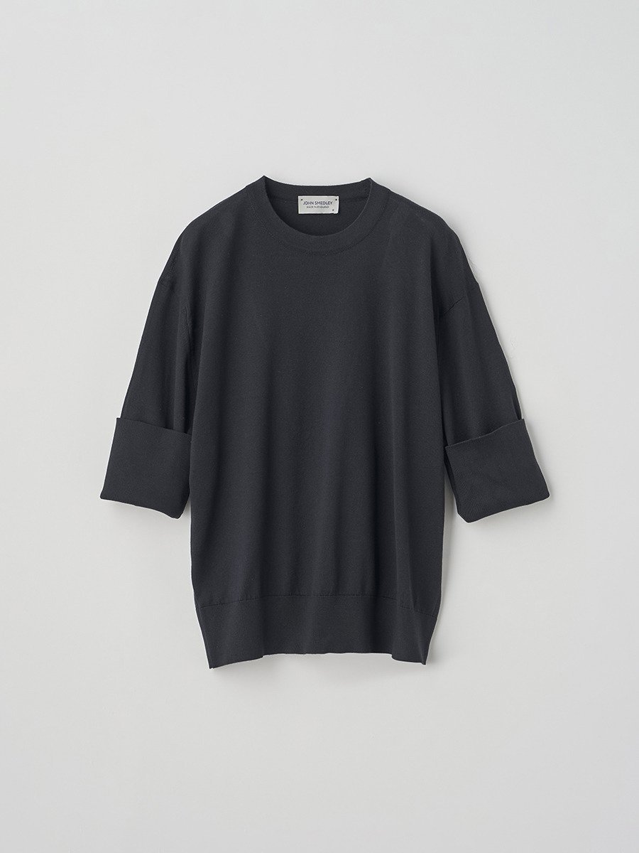 ジョンスメドレー トップス レディース JOHN SMEDLEY Crew neck Turnback rib cuff Sweater ｜ S4727 ｜ 30G ジョンスメドレー トップス ニット ブラック【送料無料】