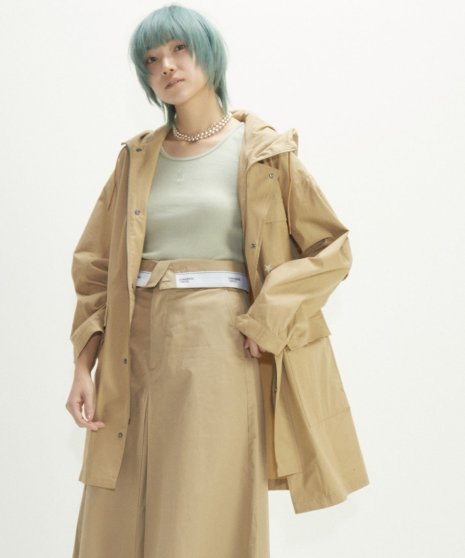 CONVERSE TOKYO WOMEN MILITARY MIDDLE FOODIE COAT コンバーストウキョウ ジャケット アウター マウンテンパーカー ベージュ ブルー ブラック【送料無料】