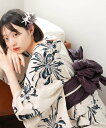 utatane utatane 高級変わり織 浴衣3点セット かすれベージュに乱菊 ウタタネ 着物・浴衣・和装小物 浴衣 ベージュ【送料無料】