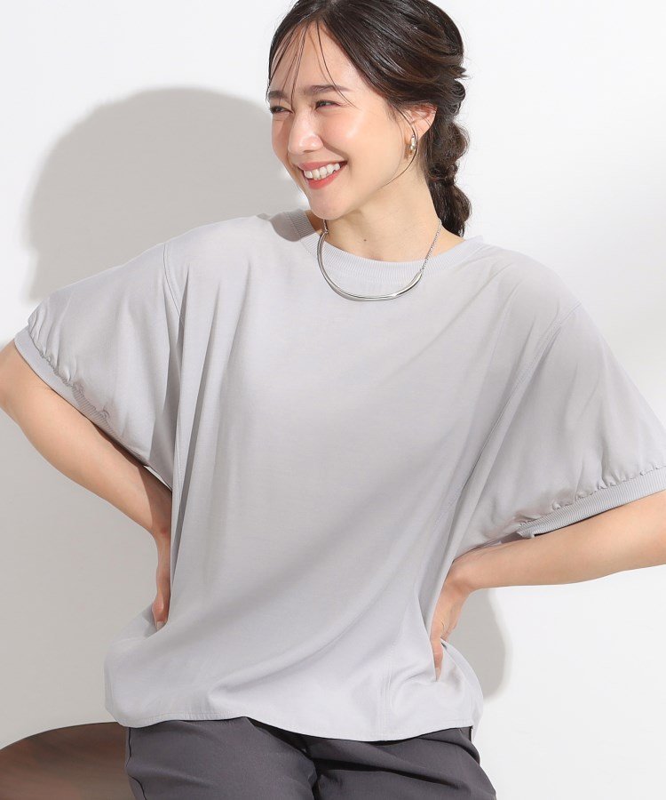 【SALE／50%OFF】SHOO・LA・RUE 【ひんやり/洗濯後しわになりにくい】リブ切り替えドルマンブラウス シューラルー トップス シャツ・ブラウス イエロー ブラック オレンジ ベージュ ブルー