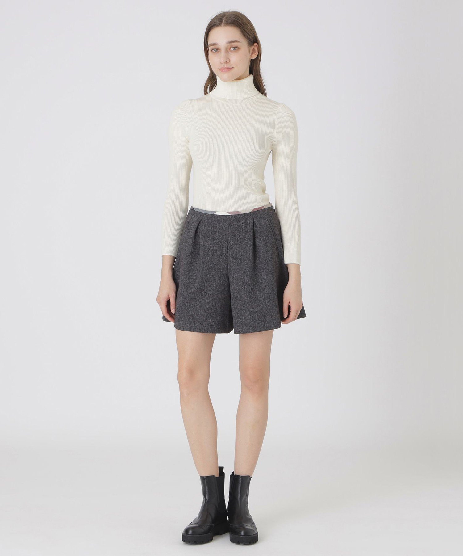 シックへリンボンキュロットパンツ ブルーレーベル / ブラックレーベル・クレストブリッジ パンツ その他のパンツ ブラック ベージュ