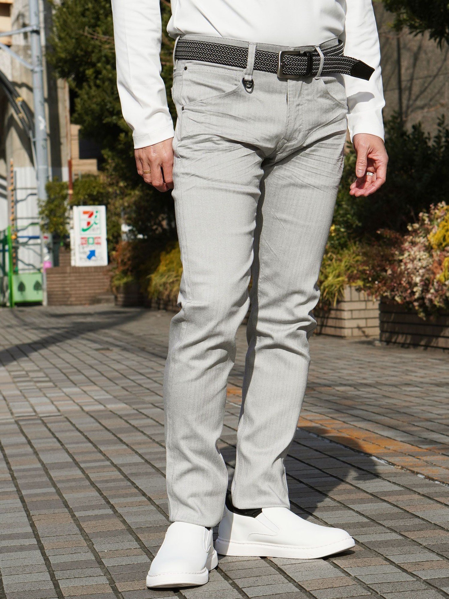 NICOLE selection ガムストレッチヘリンボン5ポケットパンツ ニコル パンツ その他のパンツ ネイビー ブラック ベージュ ホワイト