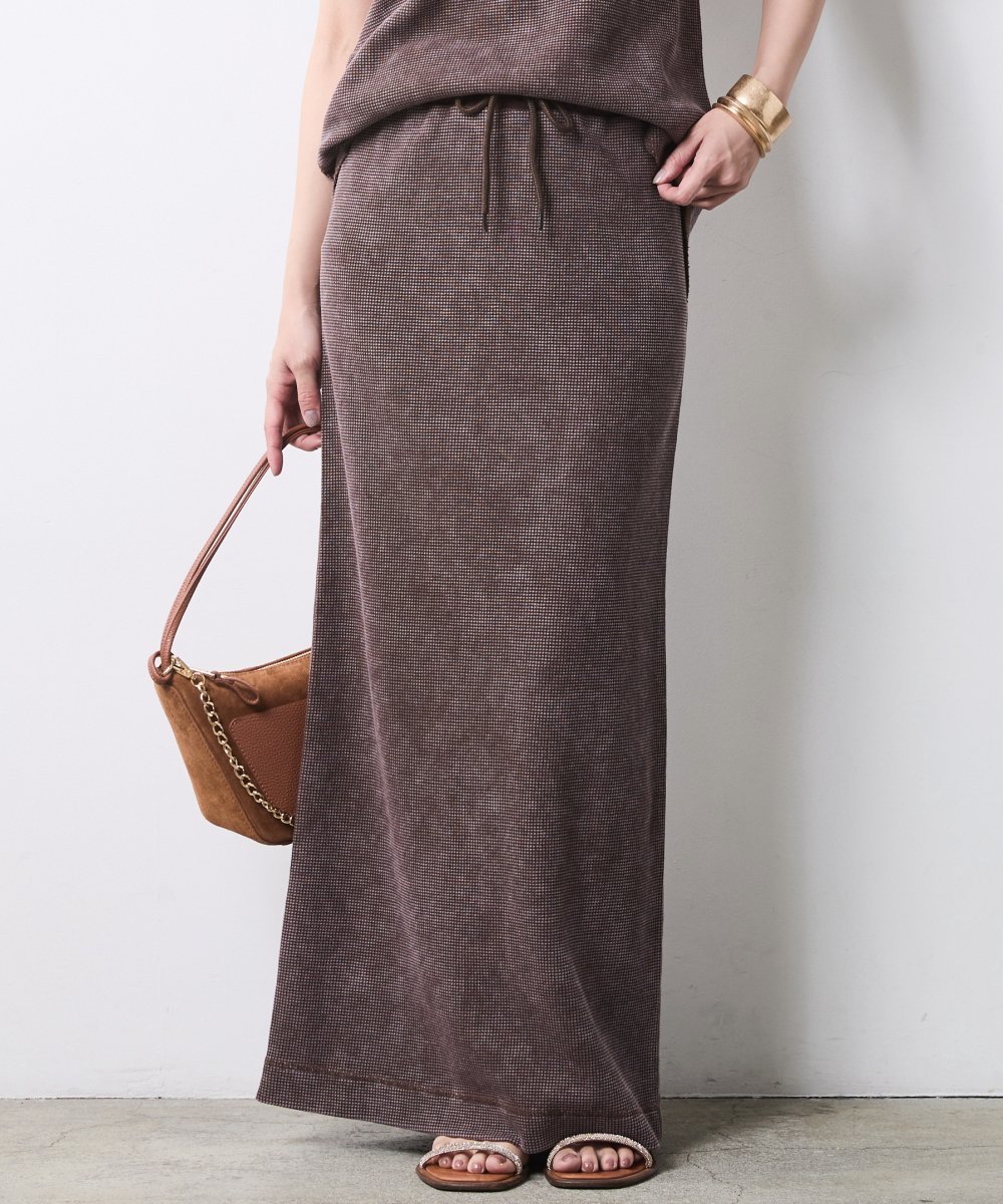 CHIC STYLE ヴィンテージ加工サーマルロングタイトスカート＜大きいサイズ有＞シックスタイル シックスタイル スカート ロング・マキシスカート ブラウン【送料無料】（楽天・Rakuten Fashion）