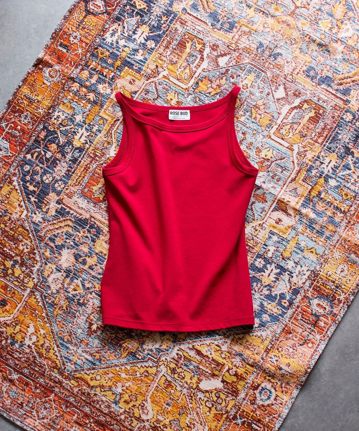 ROSE BUD SOFT RACER TANK ローズバッド トップス ノースリーブ・タンクトップ レッド ブラウン ブラック
