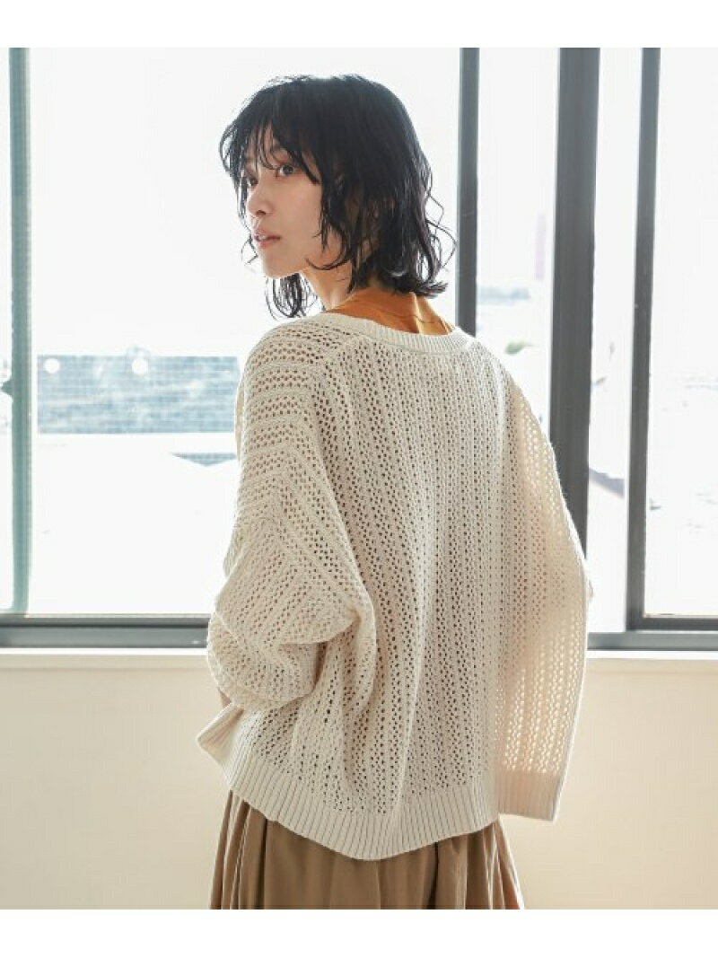 【SALE／25%OFF】LAKOLE (W)7GコットンリネンクロシェCD ラコレ トップス カーディガン ベージュ ブラック ブラウンのサムネイル