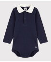 PETIT BATEAU 衿つき長袖ボディ プチバトー マタニティウェア・ベビー用品 ロンパース・カバーオール ホワイト