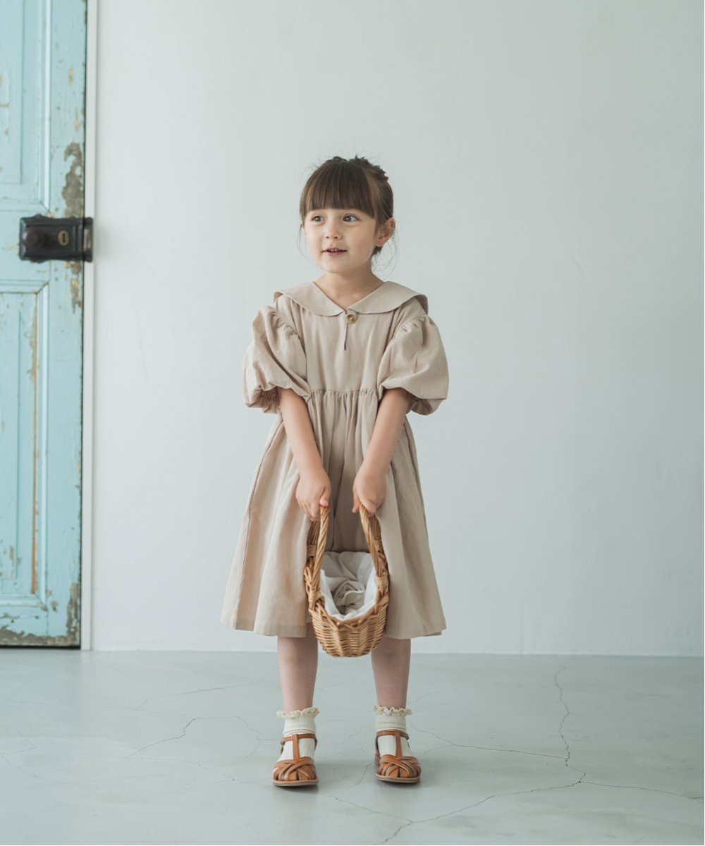 riziere セーラーカラーパフスリーブワンピース リジェール ワンピース・ドレス ワンピース ベージュ ホワイト グリーン ピンクのサムネイル