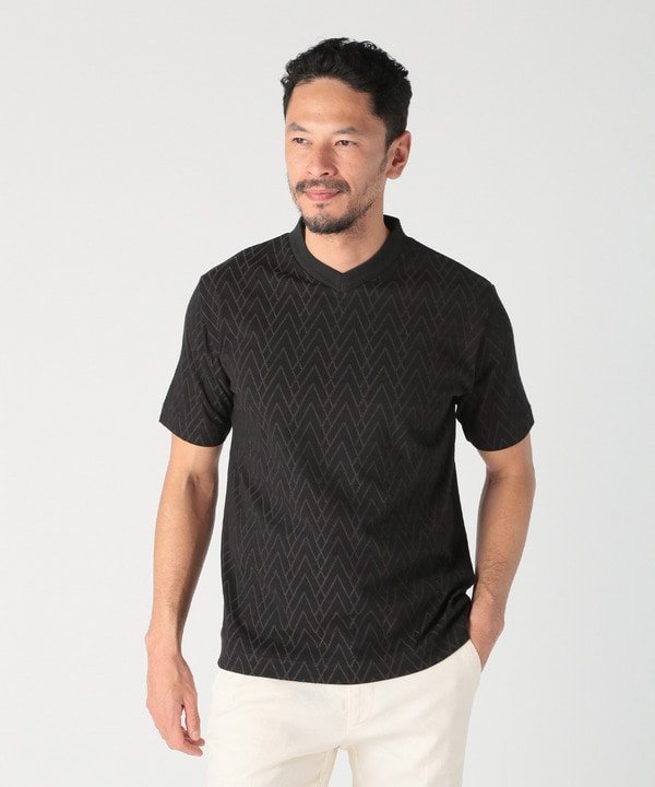 【SALE／50%OFF】DISTINCTION MEN'S BIGI リンクスジャガードVネックTEE メンズ ビギ トップス カットソー・Tシャツ ネイビー ブラック【送料無料】