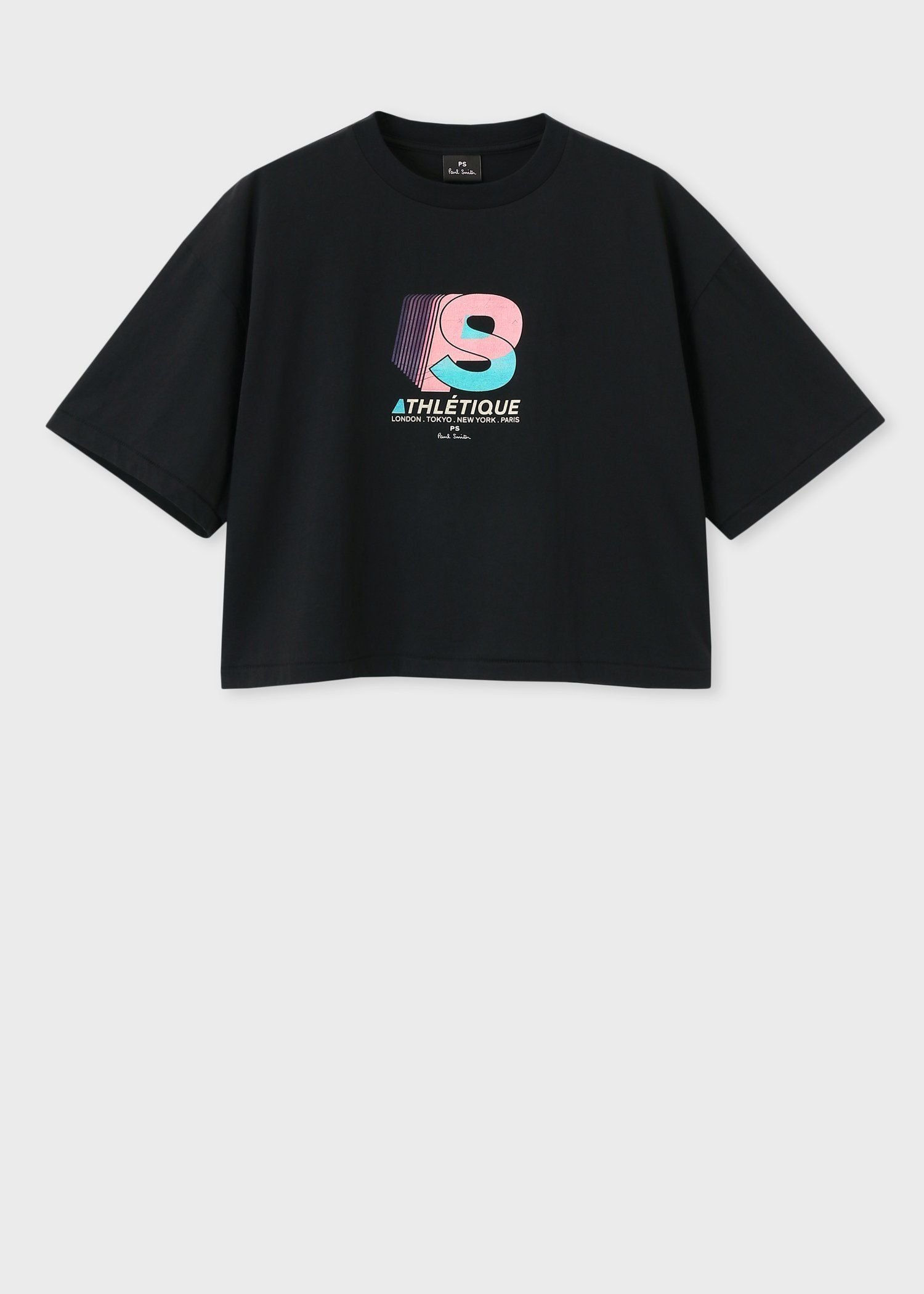 【SALE／30%OFF】PS Paul Smith ウィメンズ アスレチック クロップド 半袖Tシャツ ポール・スミス トップス カットソー・Tシャツ ブラック ホワイト【送料無料】