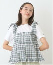 pom ponette junior 【機能素材】チェックビスチェ+Tシャツセット ナルミヤオンライン トップス カットソー・Tシャツ グリーン ブルー【送料無料】