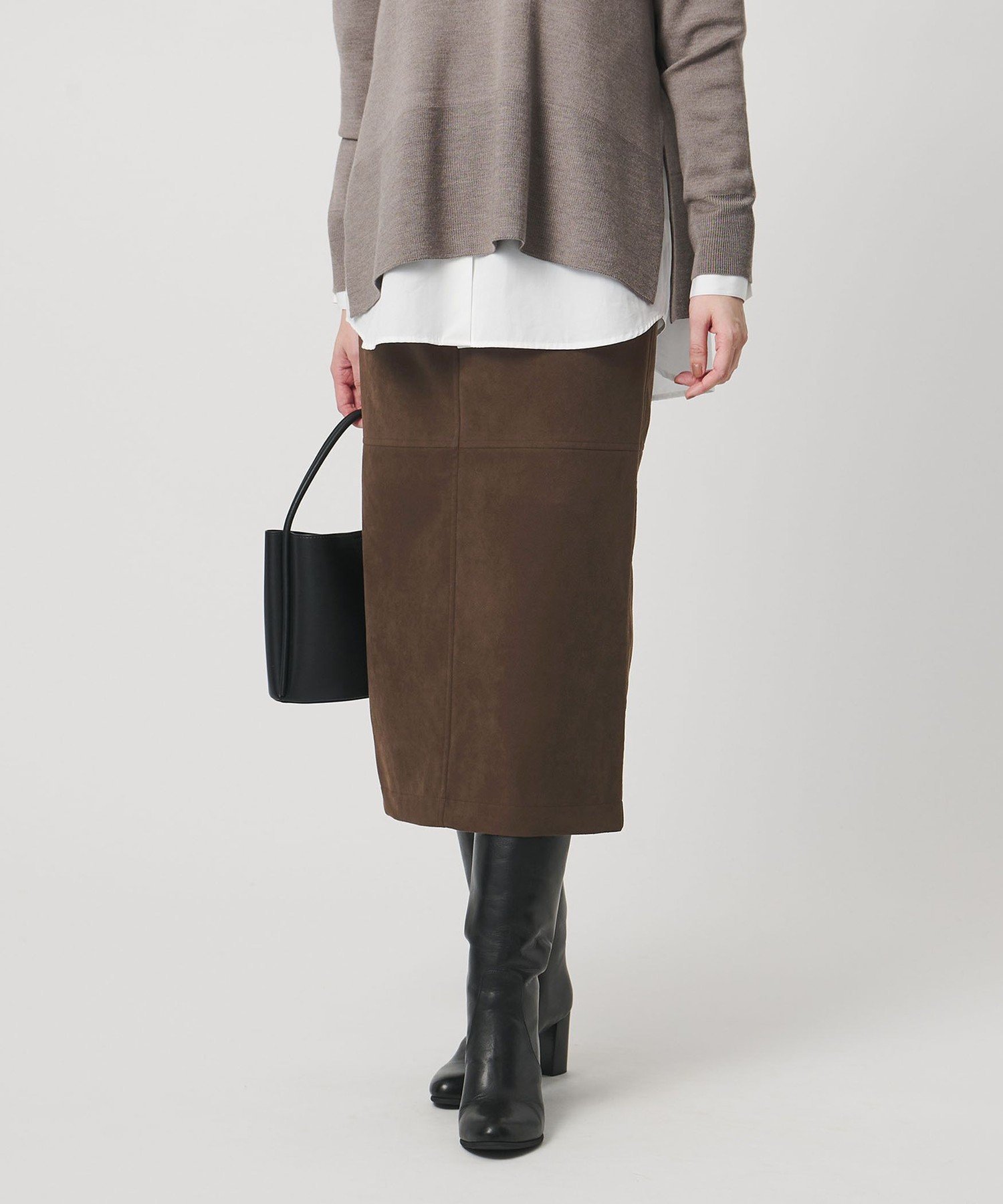 UNITED ARROWS スエードライク タイトスカート -ウォッシャブル- ユナイテッドアローズ スカート その他のスカート ホワイト ブラウン ブラック ピンク【送料無料】のサムネイル