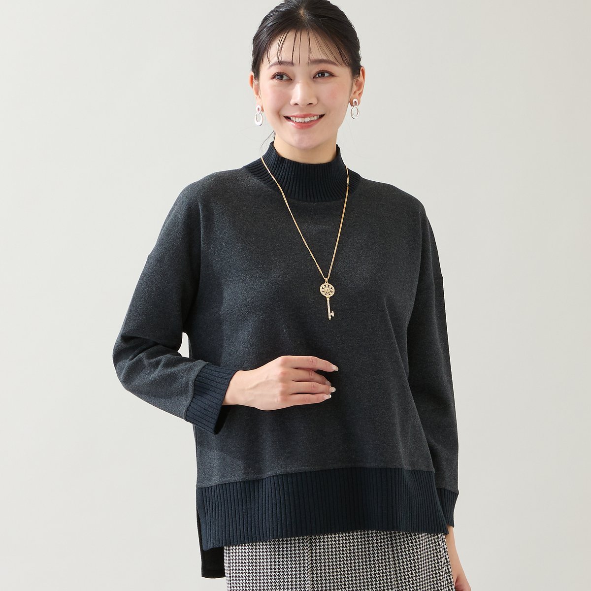 missel 【3L/4Lサイズあり】綿混ジャージープルオーバー ミゼール トップス カットソー・Tシャツ グレー ブラウン【送料無料】