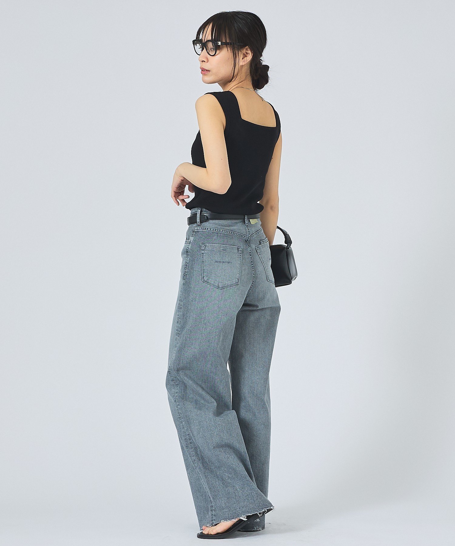 qualite 【YANUK】Wide Flare FRG ワイドフレアパンツ カリテ パンツ ジーンズ・デニムパンツ グレー
