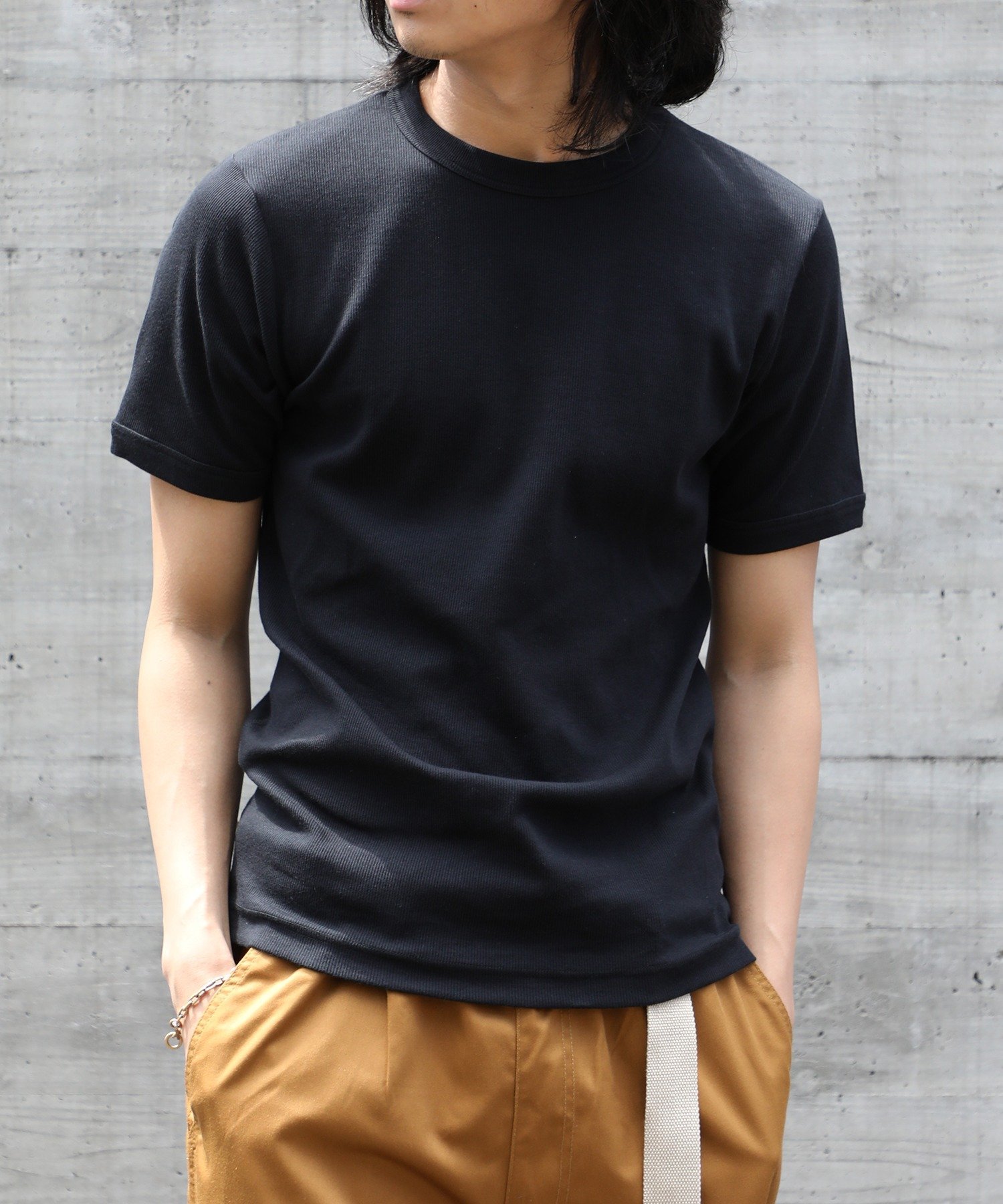 【SALE／10%OFF】Hanes Hanes/BEEFY ヘインズ リブクルーネックTシャツ HM1-R103 セットアップセブン トップス カットソー・Tシャツ ブラック ホワイト