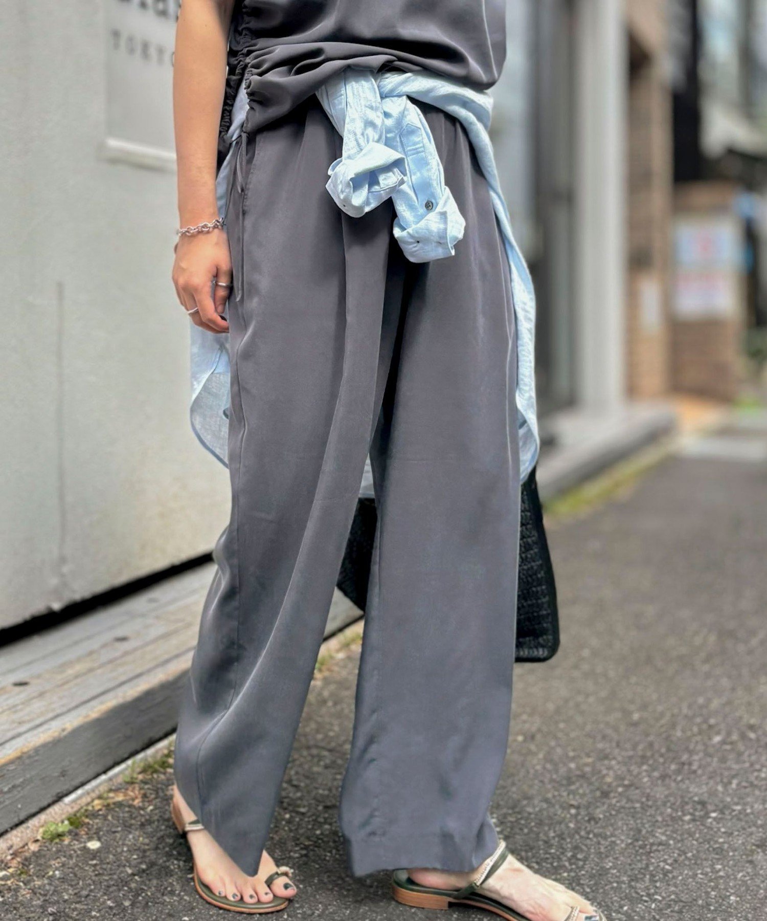 NOLLEY'S 【WEB&一部店舗限定】ウォッシャブルサンドウォッシュイージーワイドパンツ ノーリーズ パンツ その他のパンツ グレー ベージュ【送料無料】