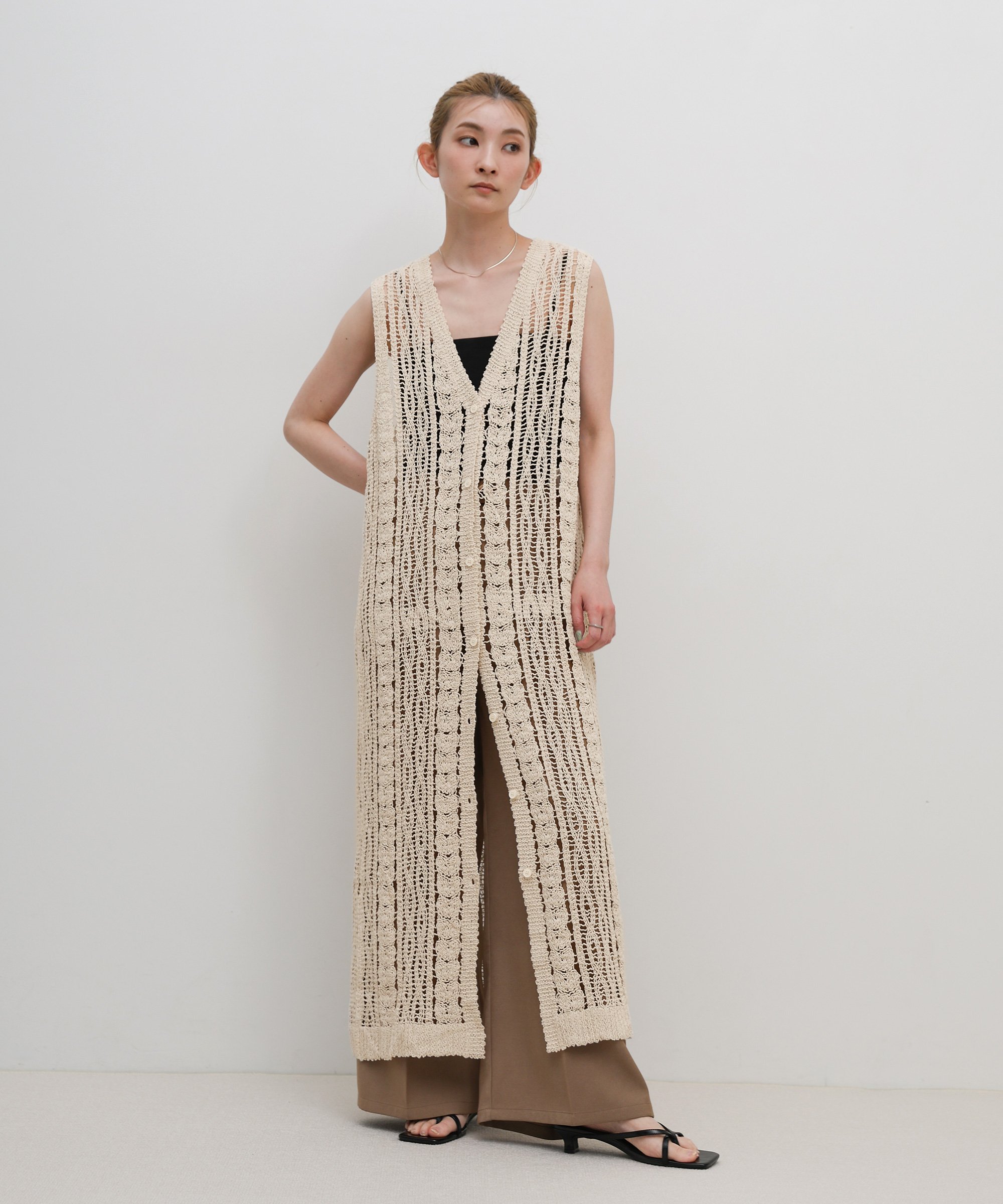 【SALE／50%OFF】SELECT MOCA クロシェVネックベストワンピース セレクトモカ ワンピース・ドレス ワンピース