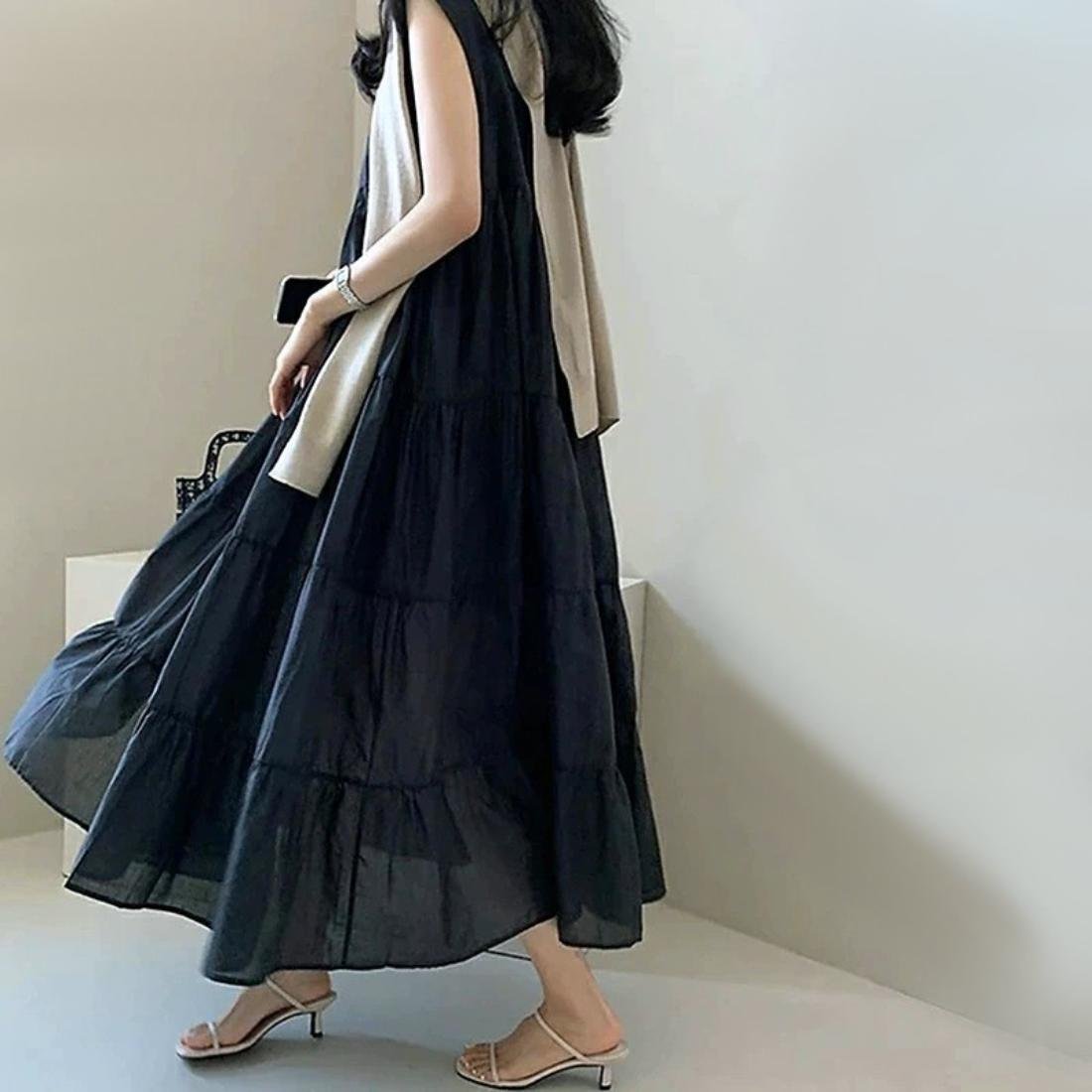 maison de LATIR 1枚で夏コーデが完成するフレンチスリーブティアードワンピース 女性らしい 半袖 メゾンドラティール ワンピース・ドレス ワンピース ベージュ ピンク グレー ネイビー