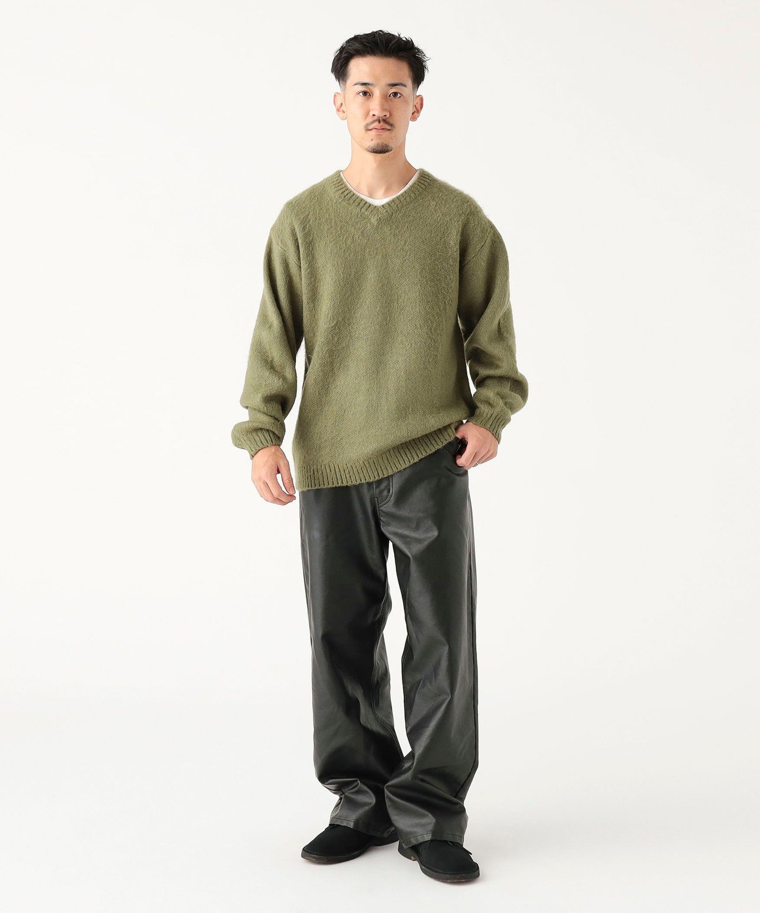 フェイクレザー ワイド パンツ ビームス アウトレット パンツ ジーンズ・デニムパンツ ブラック