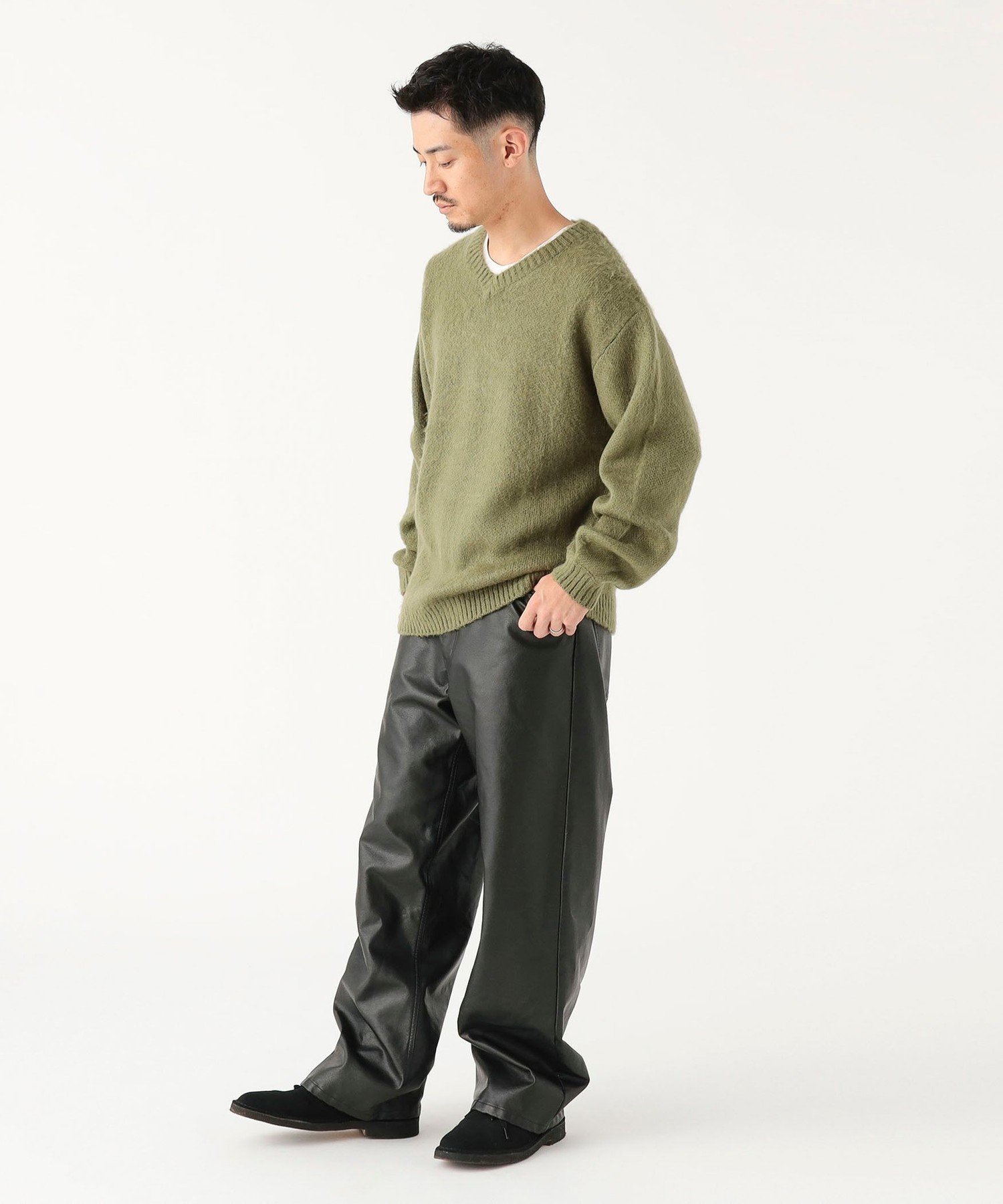 フェイクレザー ワイド パンツ ビームス アウトレット パンツ ジーンズ・デニムパンツ ブラック
