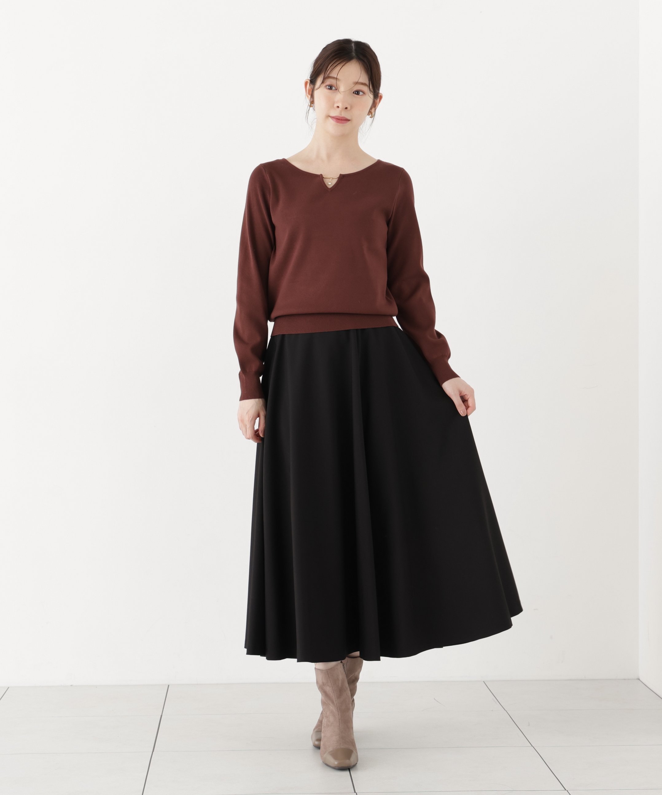PROPORTION BODY DRESSING オータムフレアスカート プロポーションボディドレッシング スカート その他のスカート ブラック ワインレッド