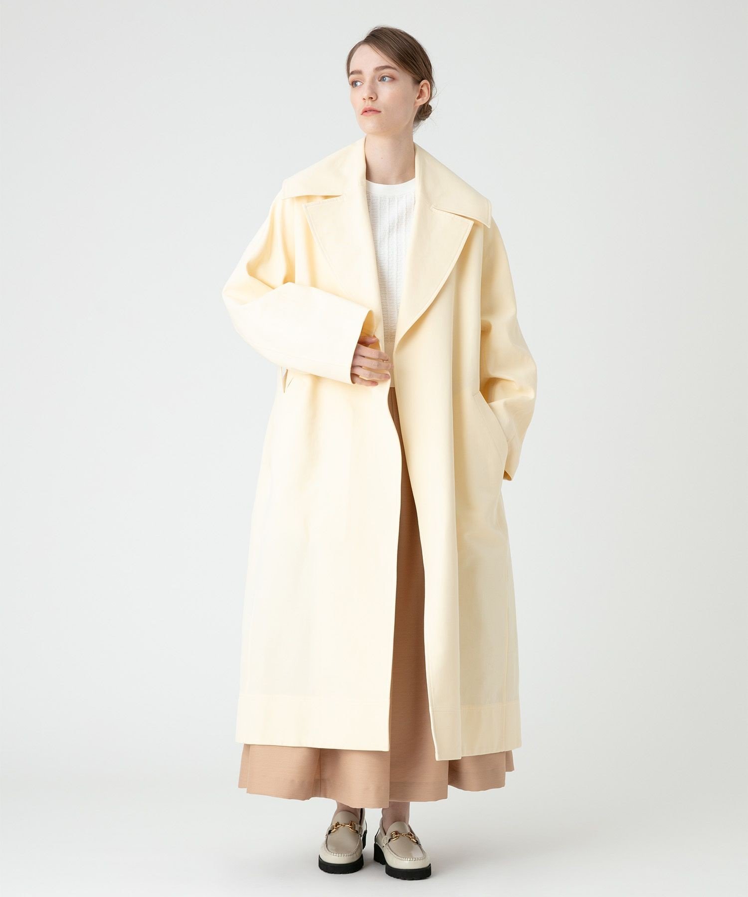 LOULOU WILLOUGHBY 【LOULOU WILLOUGHBY】ギャバビッグシルエットコート アルアバイル ジャケット・アウター その他のジャケット・アウター イエロー ベージュ