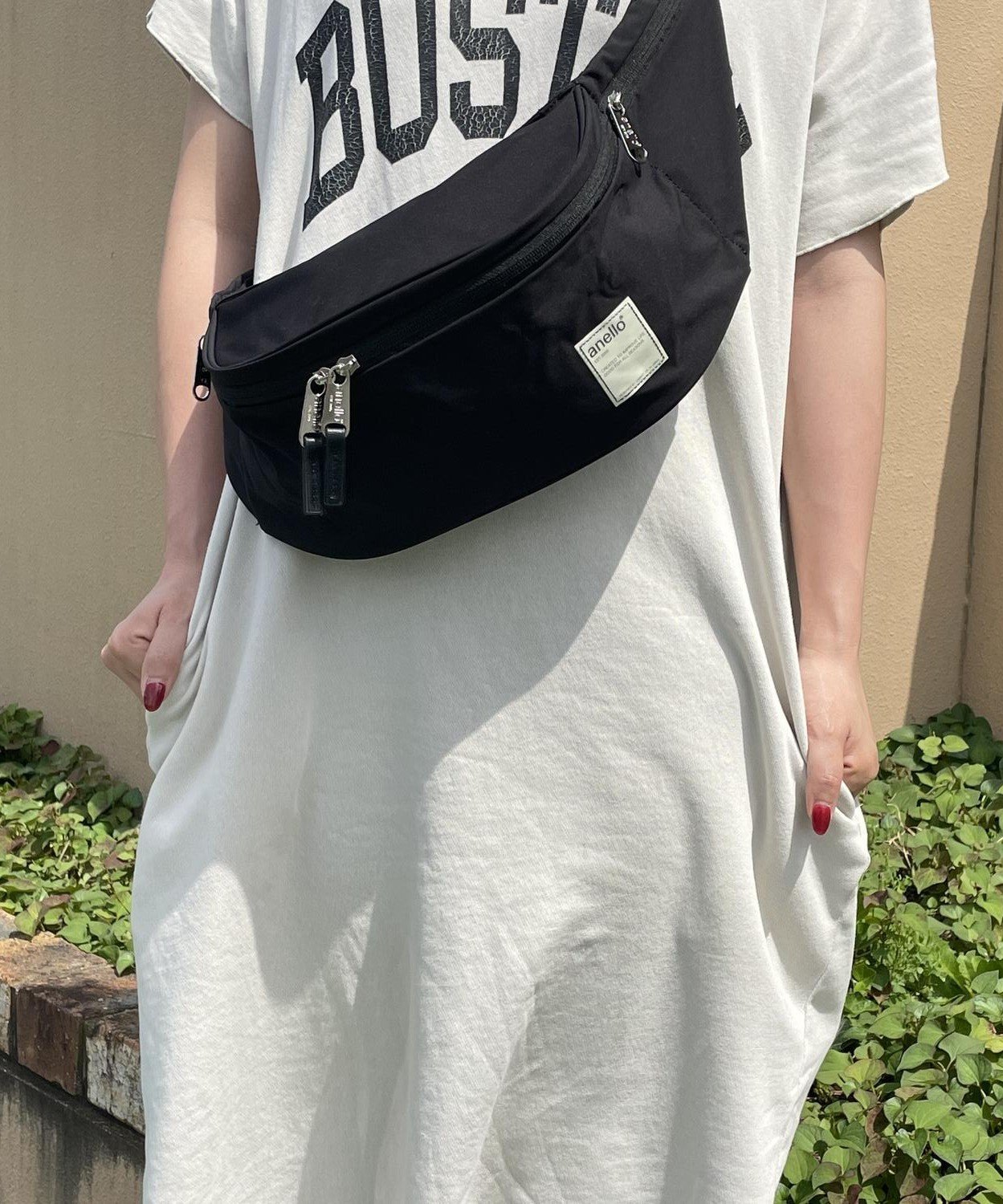 anello anello サークル ウエストバッグ ATS0654 ローラ バッグ ボディバッグ・ウエストポーチ グレー ベージュ
