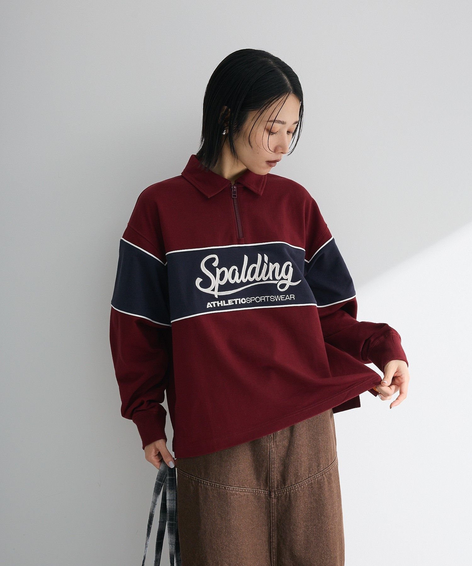【SALE／50%OFF】Green Parks SPALDING別注 ハーフZIPスウェット グリーンパークス トップス スウェッ..