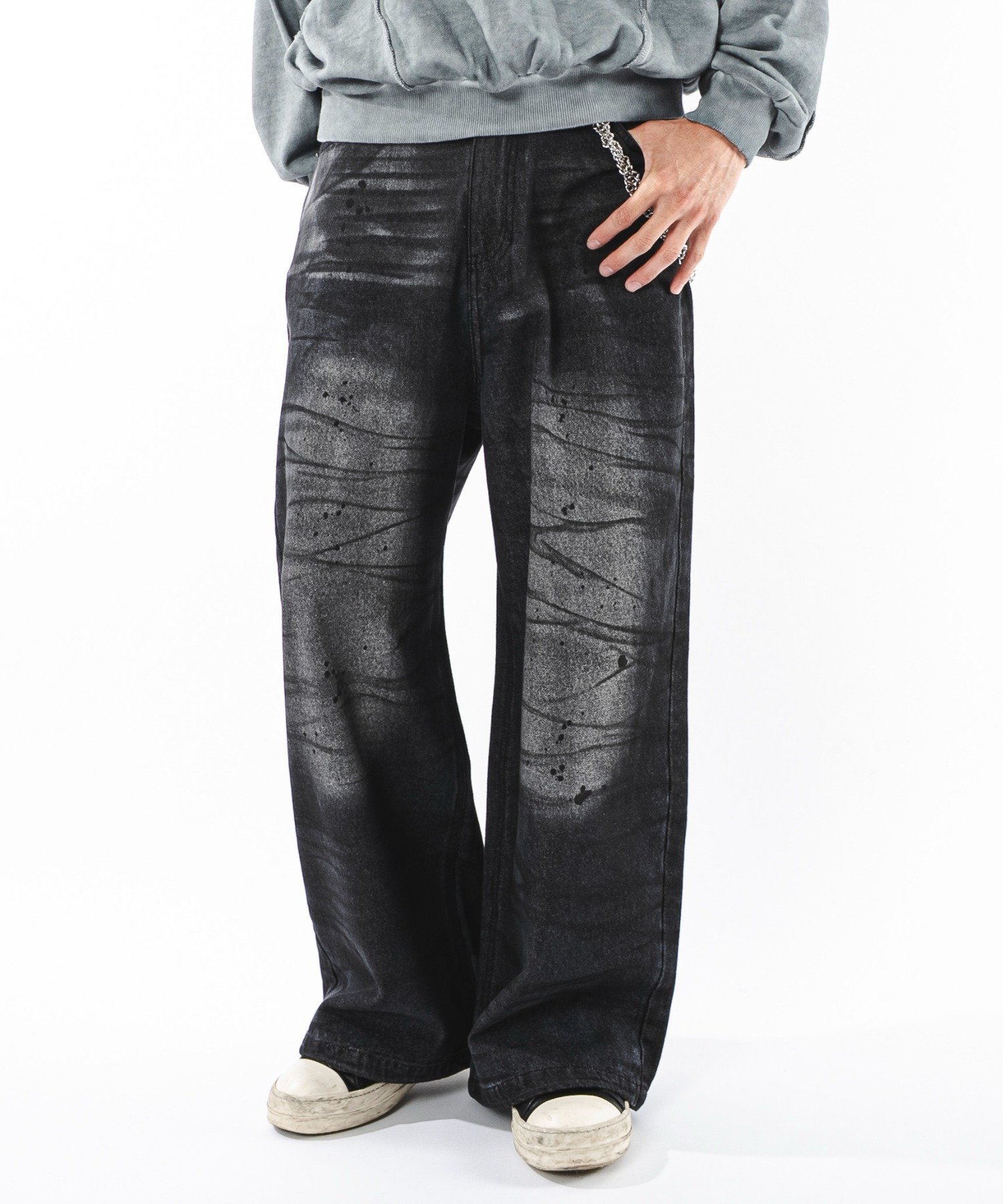 WEGO MEN'S スーパーバギーダーティデニムパンツ ウィゴー パンツ ジーンズ・デニムパンツ【送料無料】