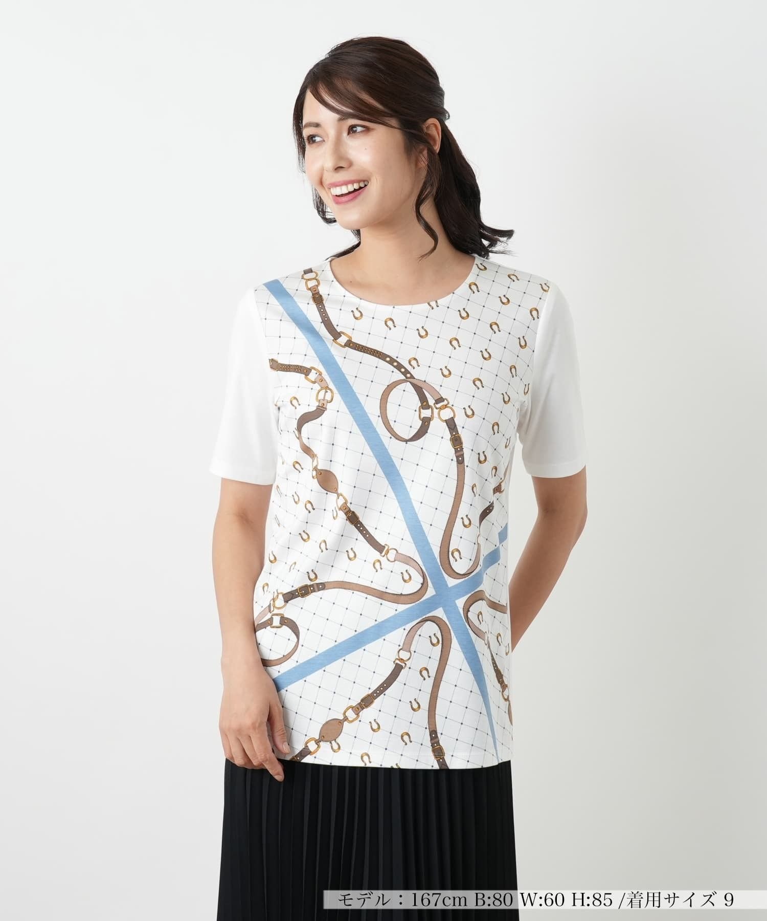 Leilian プリントカットソー レリアン トップス カットソー・Tシャツ ベージュ ホワイト