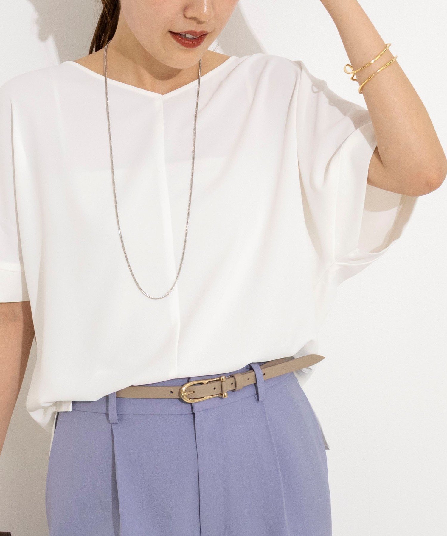 NOLLEY'S 【WEB&一部店舗限定カラー】《セットアップ対応》ジョーゼットVネックプルオーバー ノーリーズ トップス シャツ・ブラウス ホワイト グリーン ブラック グレー【送料無料】