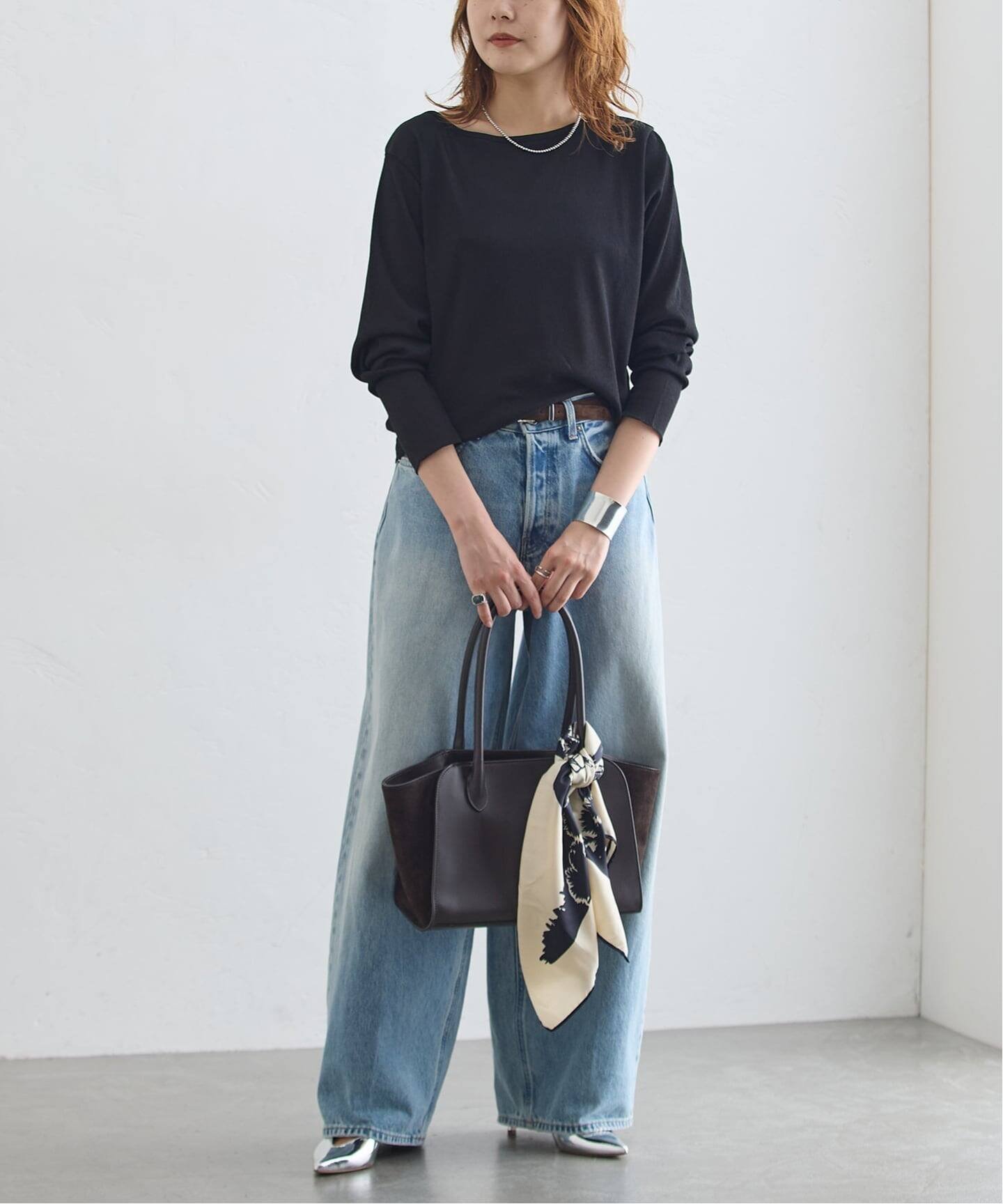 JOURNAL STANDARD L'ESSAGE ドライリブロングスリーブプルオーバー ジャーナルスタンダード レサージュ トップス カットソー・Tシャツ ホワイト ブラック