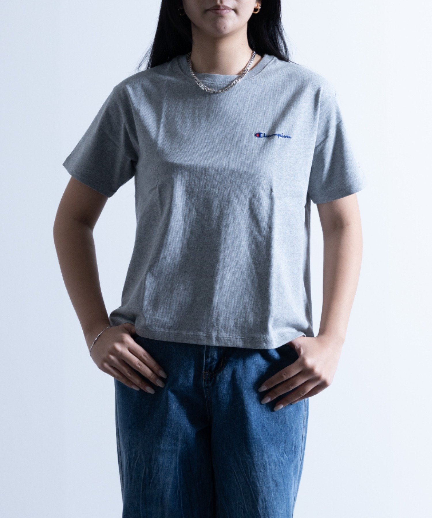 Nylaus Champion USAコットン ロゴ刺繍 リラックスフィット ショートスリーブ Tシャツ ナイラス トップス カットソー・Tシャツ ホワイト ブラック