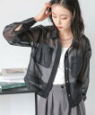 【SALE/50%OFF】Lajour 日本製 ショート丈 シアーシャツ ラジュール トップス シャツ・ブラウス ブラック ホワイト【送料無料】