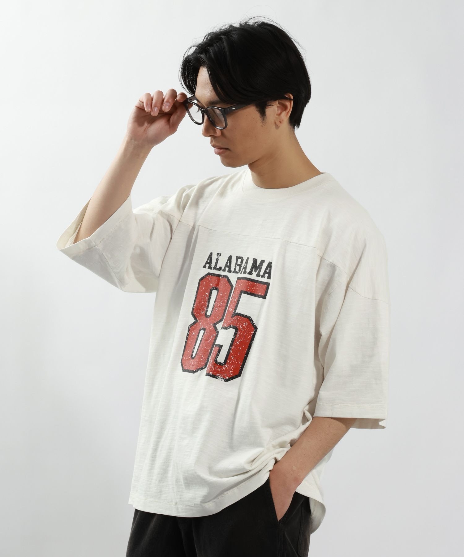 ナンバリング7分袖Tシャツ ベイフロー トップス カットソー・Tシャツ イエロー グレー ホワイト
