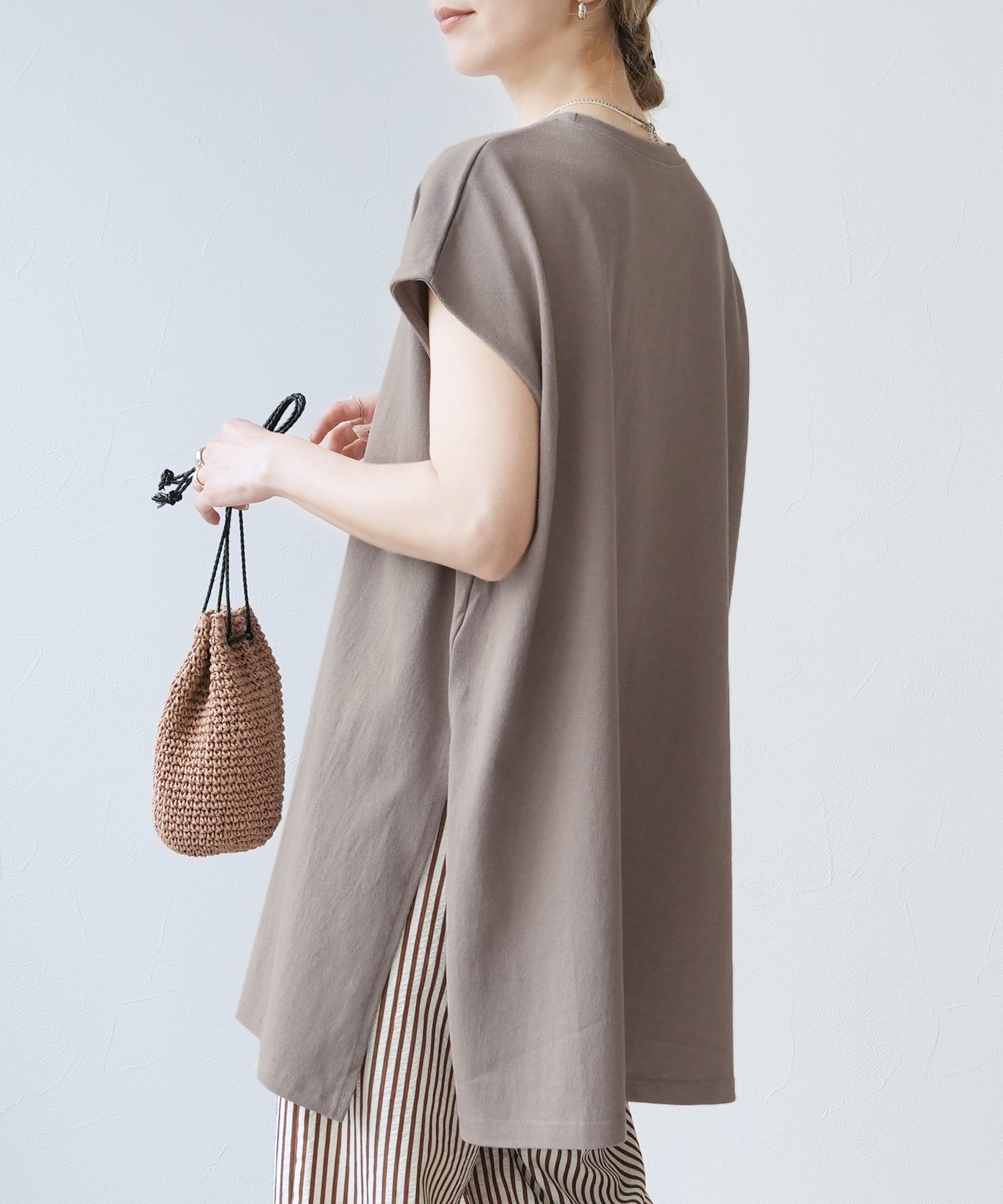 reca フレンチスリーブチュニックカットソー(R22157-k) reca レカ レカ トップス カットソー・Tシャツ ホワイト グリーン ブルー ブラック