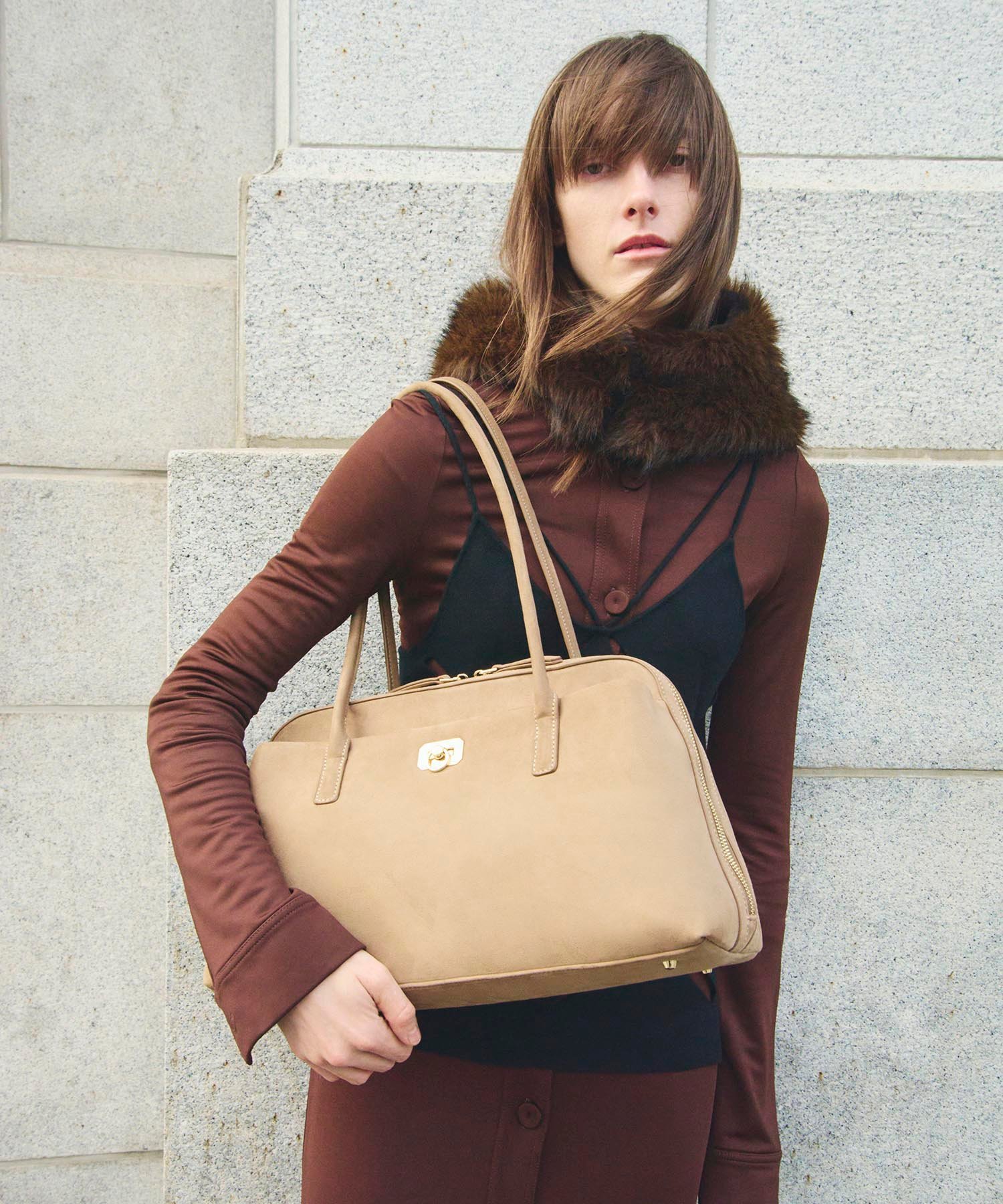 LE VERNIS [LE VERNIS] Wide boston bag M キャセリーニ バッグ ボストンバッグ ブラック ブラウン ベージュ【送料無料】