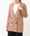 【SALE/60%OFF】a.v.v 麻混ノーカラ-Wブレストジャケット アー・ヴェ・ヴェ ジャケット・アウター ノーカラージャケット ベージュ
