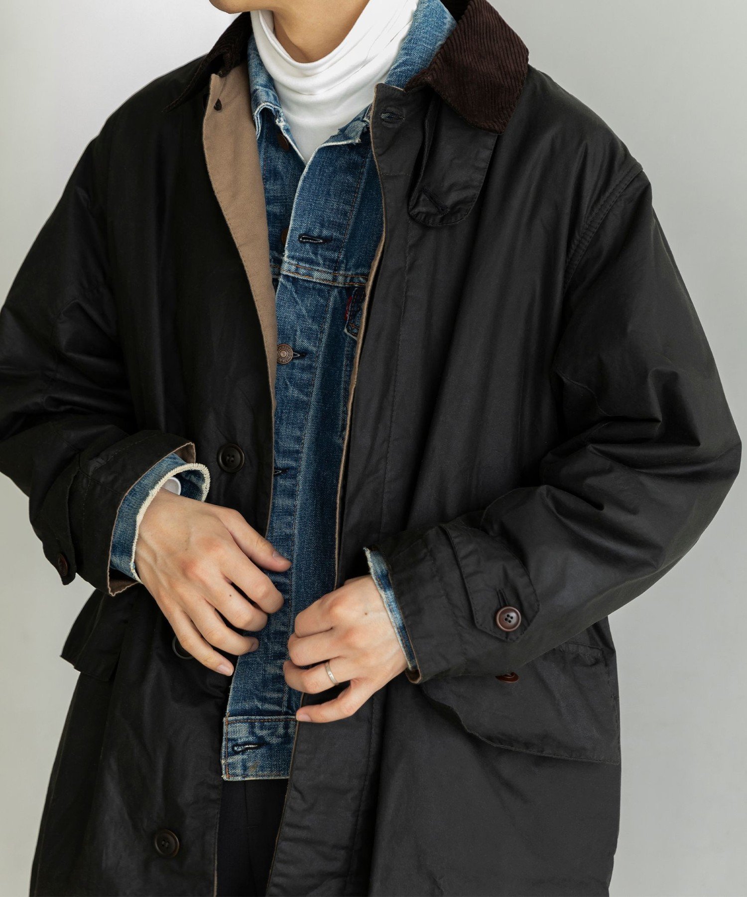SHIPS MEN 【SHIPS別注】Barbour: 3/4 COAT 4oz WAX COTTON シップス ジャケット・アウター ステンカラーコート グリーン【送料無料】