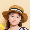 branshes リボン付ペーパーハット ブランシェス 帽子 ハット ブラウン ホワイト