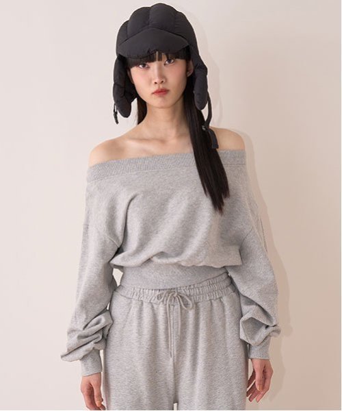 【SALE／50%OFF】Mi-je オフショルスウェットプルオーバー【韓国ファッション】 ナルミヤオンライン トップス スウェット・トレーナー パープル グレー