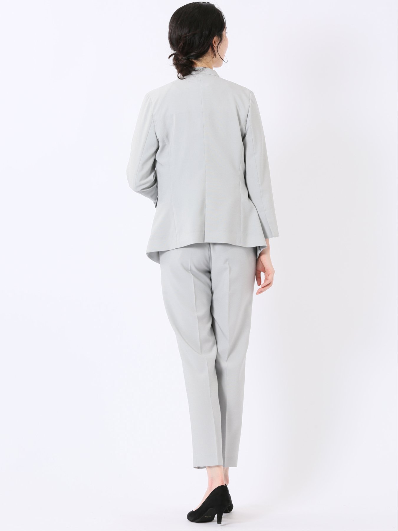【SALE／10%OFF】m.f.editorial ストレッチ ウォッシャブル カラーレス 7分袖 ジャケット+テーパードパンツ ピンヘッドライトグレー タカキュー スーツ・フォーマル セットアップスーツ グレー【送料無料】