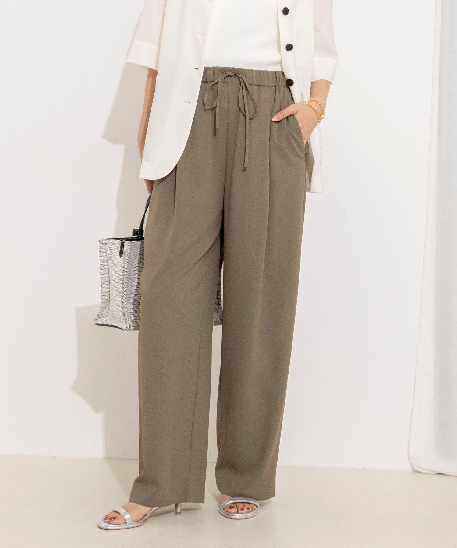 NOLLEY'S 【WEB&一部店舗限定カラー】《セットアップ対応》ジョーゼットイージーワイドパンツ ノーリーズ パンツ その他のパンツ グレー ブラック グリーン【送料無料】