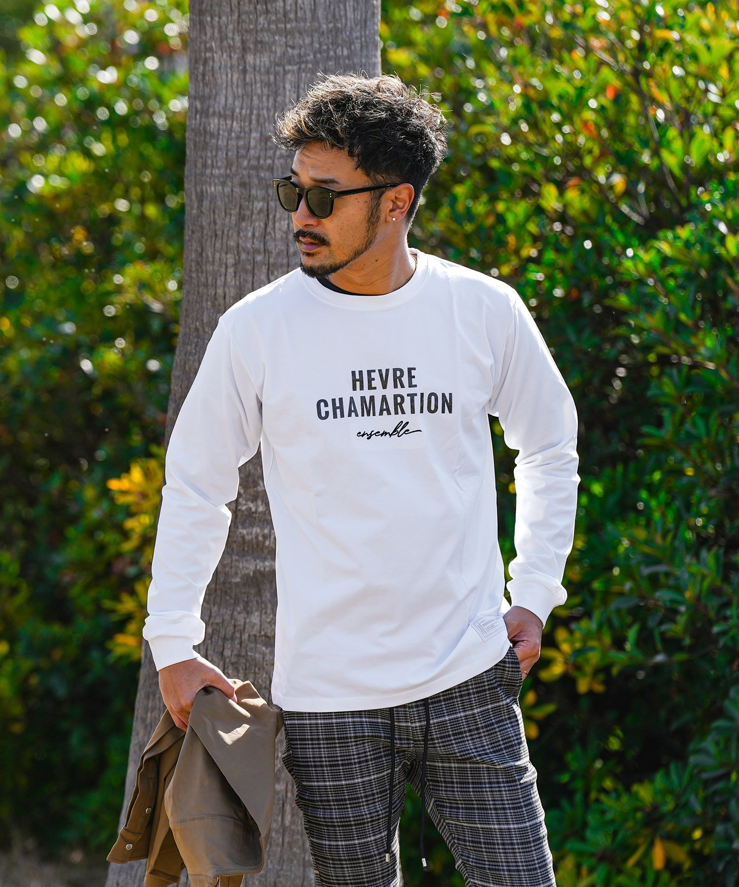 Retro Engine CHAMARTION L/TEE アダムスジャグラー トップス カットソー・Tシャツ ホワイト ブラック