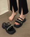 【SALE/30%OFF】miniministore フリルサンダル厚底パールサンダル2way ミニミニストア シューズ・靴 サンダル ホワイト ブラック