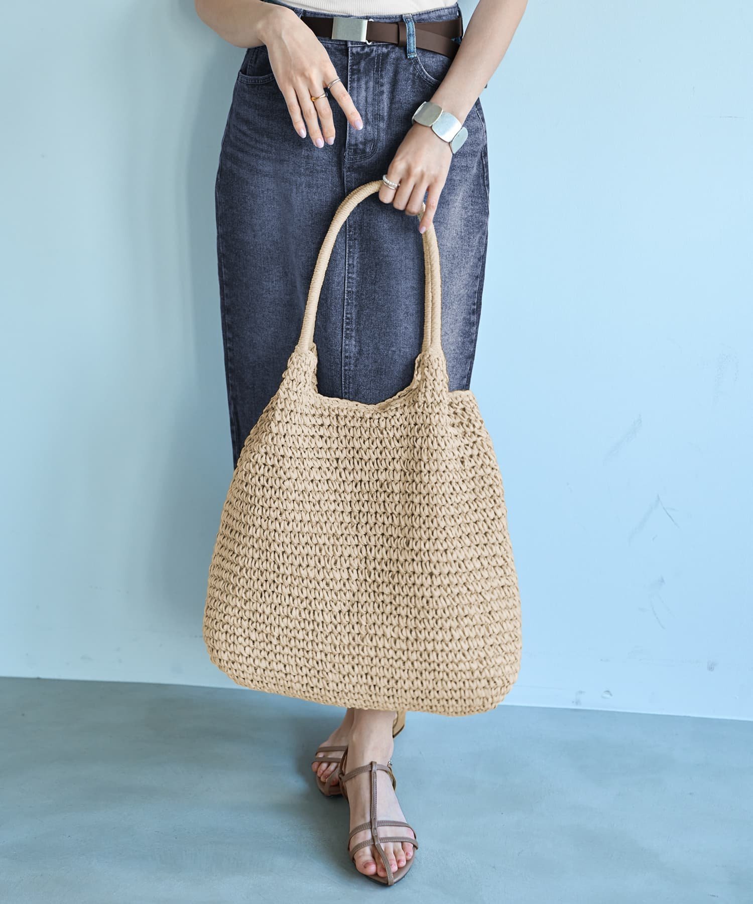 楽天Rakuten FashionSTYLE DELI 軽くてこなれたペーパー素材トートバッグ スタイルデリ バッグ トートバッグ ベージュ【送料無料】