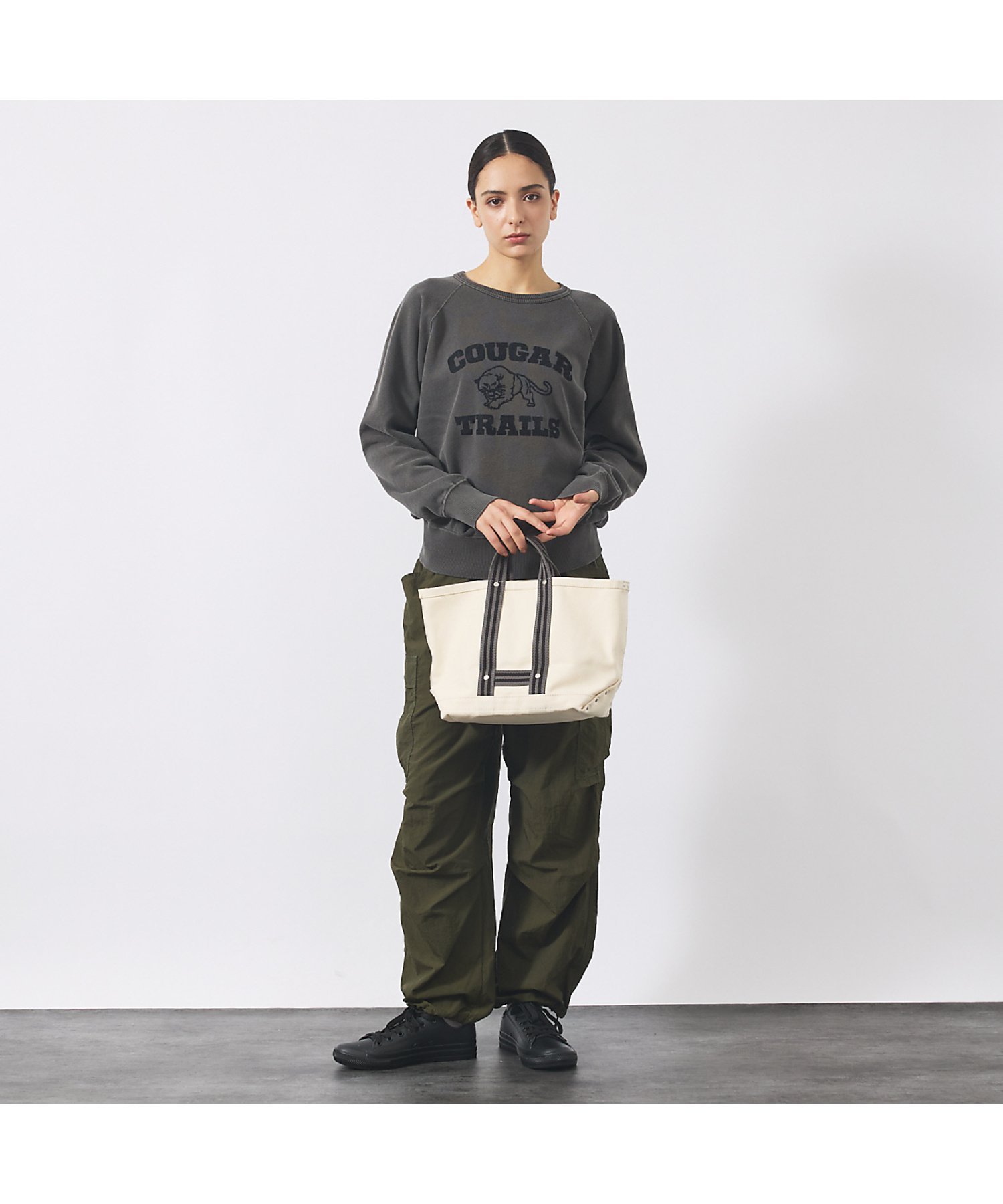 【MASTER&Co./マスターアンドコー】IVY TOTE BAG/ミディアム アバハウス バッグ トートバッグ グレー ブラウン