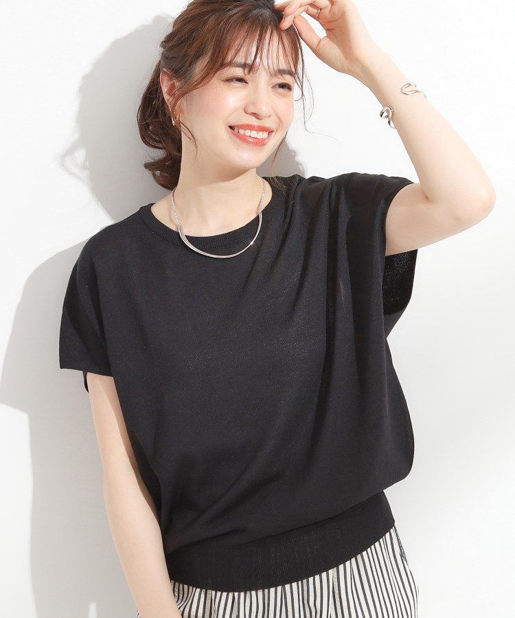 【SALE/60%OFF】SHOO・LA・RUE 【ひんやり/S-LL】さらさらな肌触りが心地よい フレンチスリーブニット シューラルー トップス ニット ネイ...