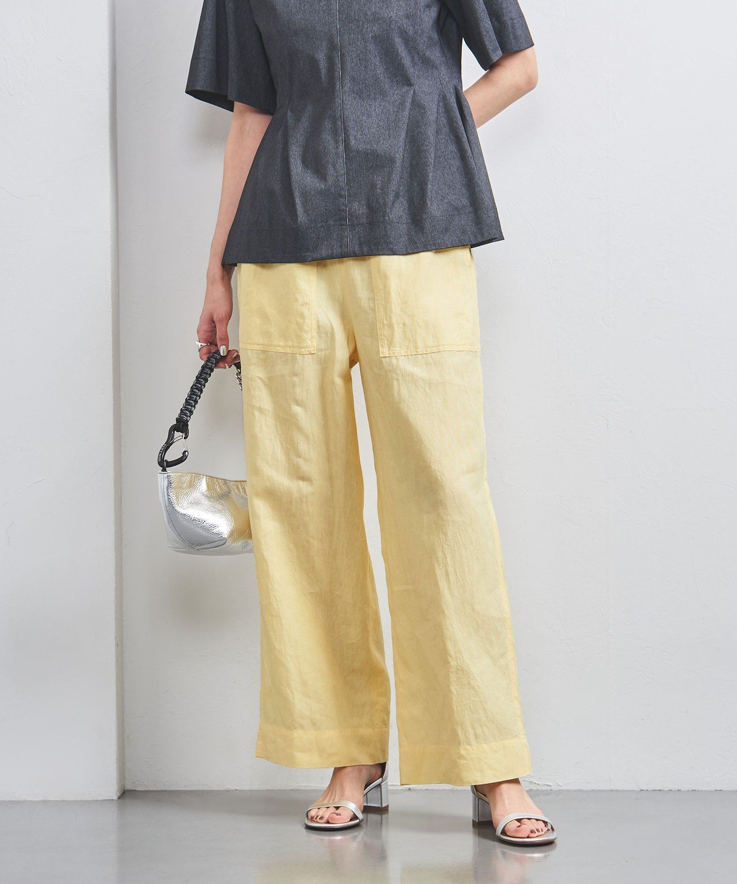 【SALE／70%OFF】UNITED ARROWS リネン パッチポケット イージーパンツ WHITE/YELLOW ユナイテッドアローズ アウトレット パンツ その他のパンツ イエロー ホワイト【送料無料】 stylife-15526777 Rakuten Fashion サンプル画像3